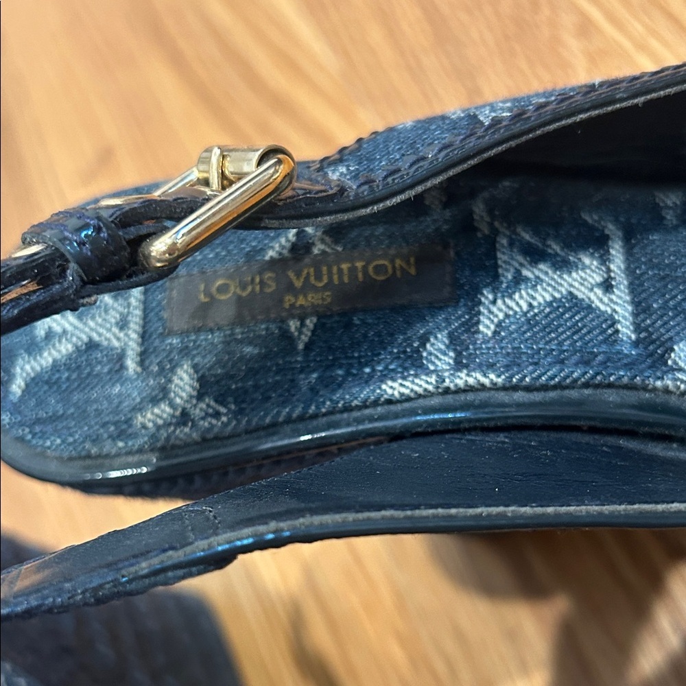 Vintage Louis Vuitton blue denim Wedge Sandals espadrille shoe 37 - Picture 10 of 12
